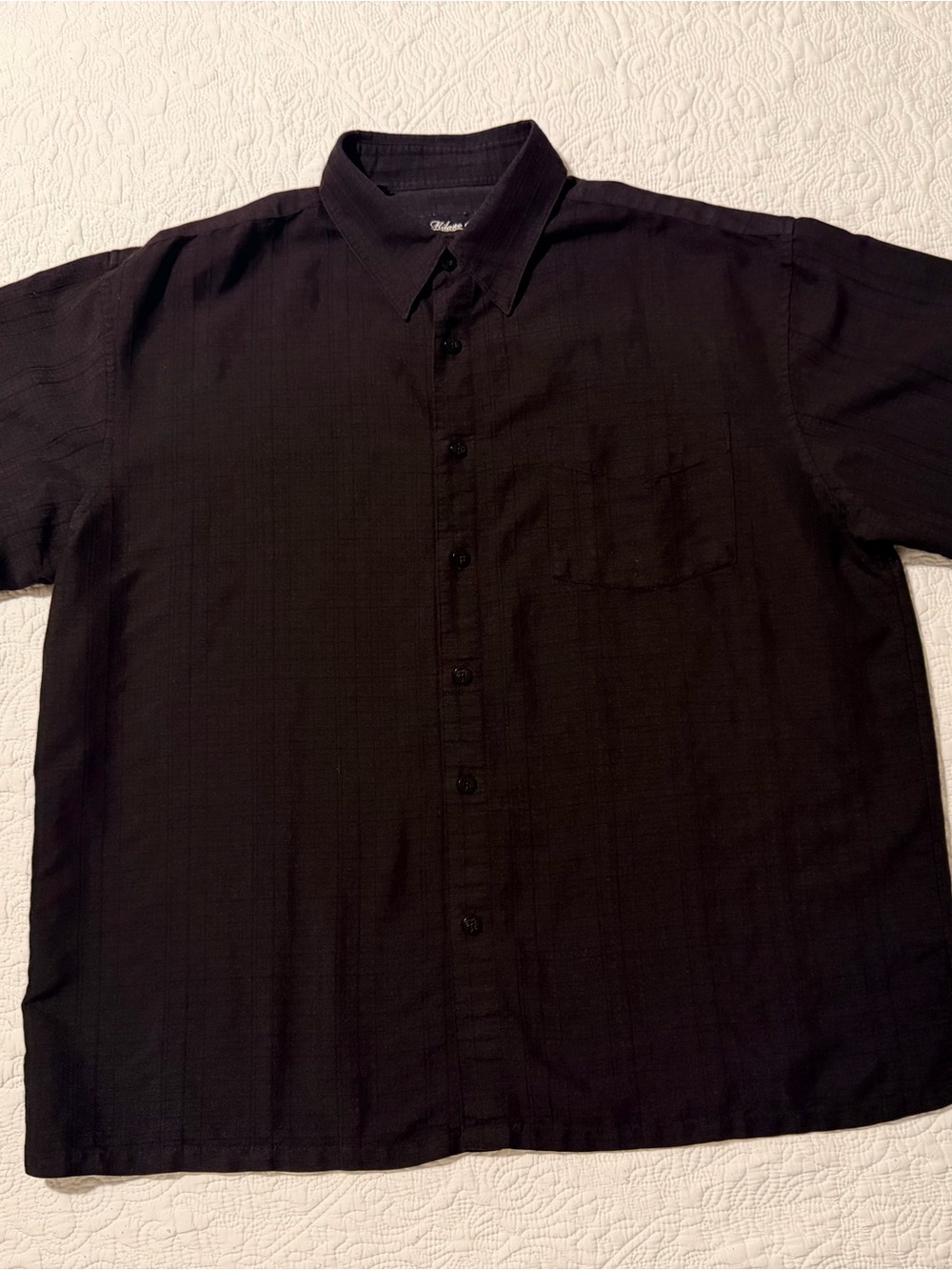 Milano Bay Mens Short Sleeve Button Up Camp Shirt | Black | Size XXL